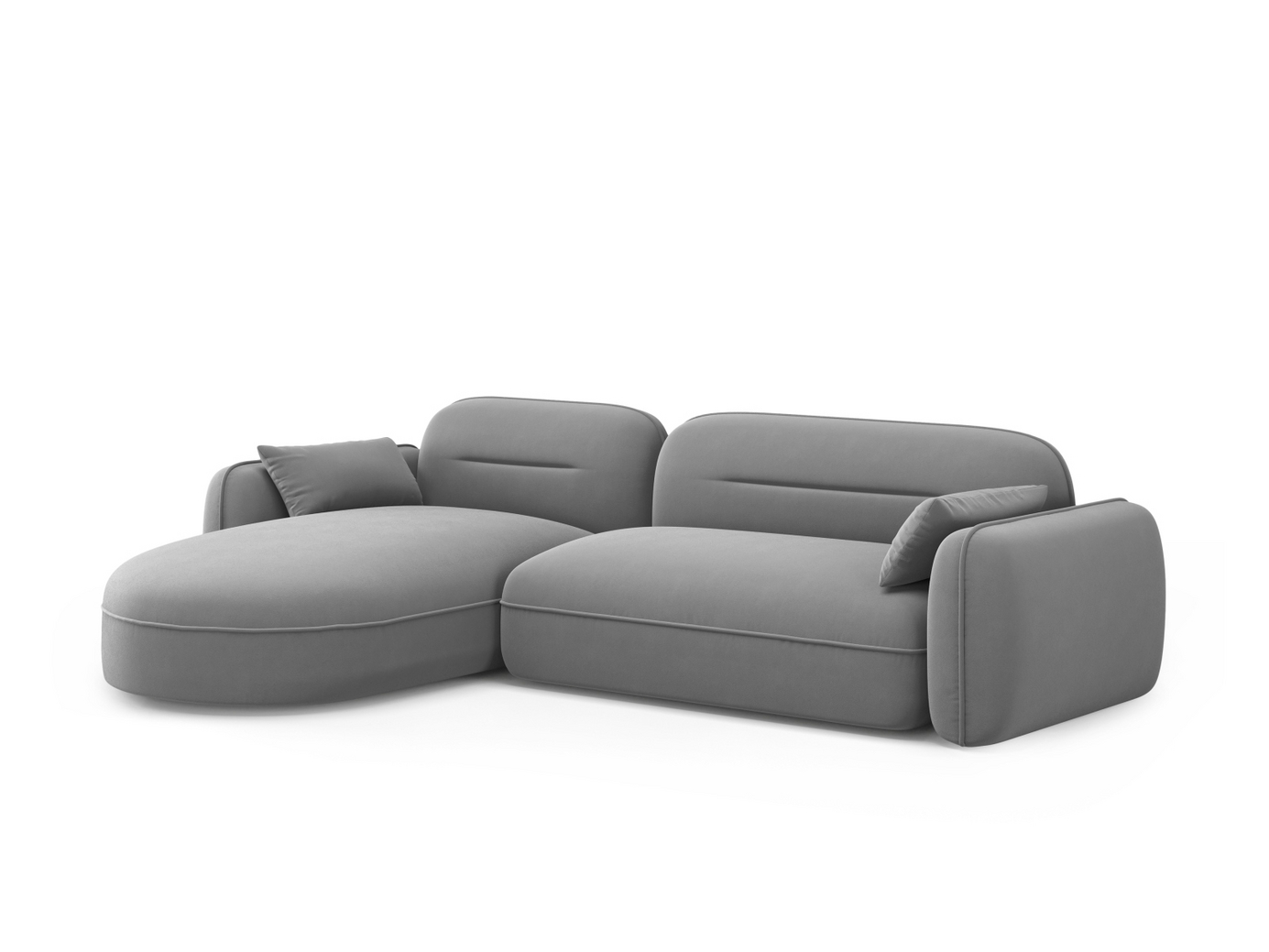 Cosmopolitan Design venstrevendt fløyelsmodulhjørnesofa, "Sydney", 4-seter, 275 × 165 × 70 cm, Casino, svarte plastben