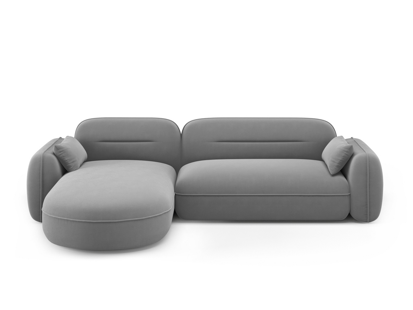 Cosmopolitan Design venstrevendt fløyelsmodulhjørnesofa, "Sydney", 4-seter, 275 × 165 × 70 cm, Casino, svarte plastben