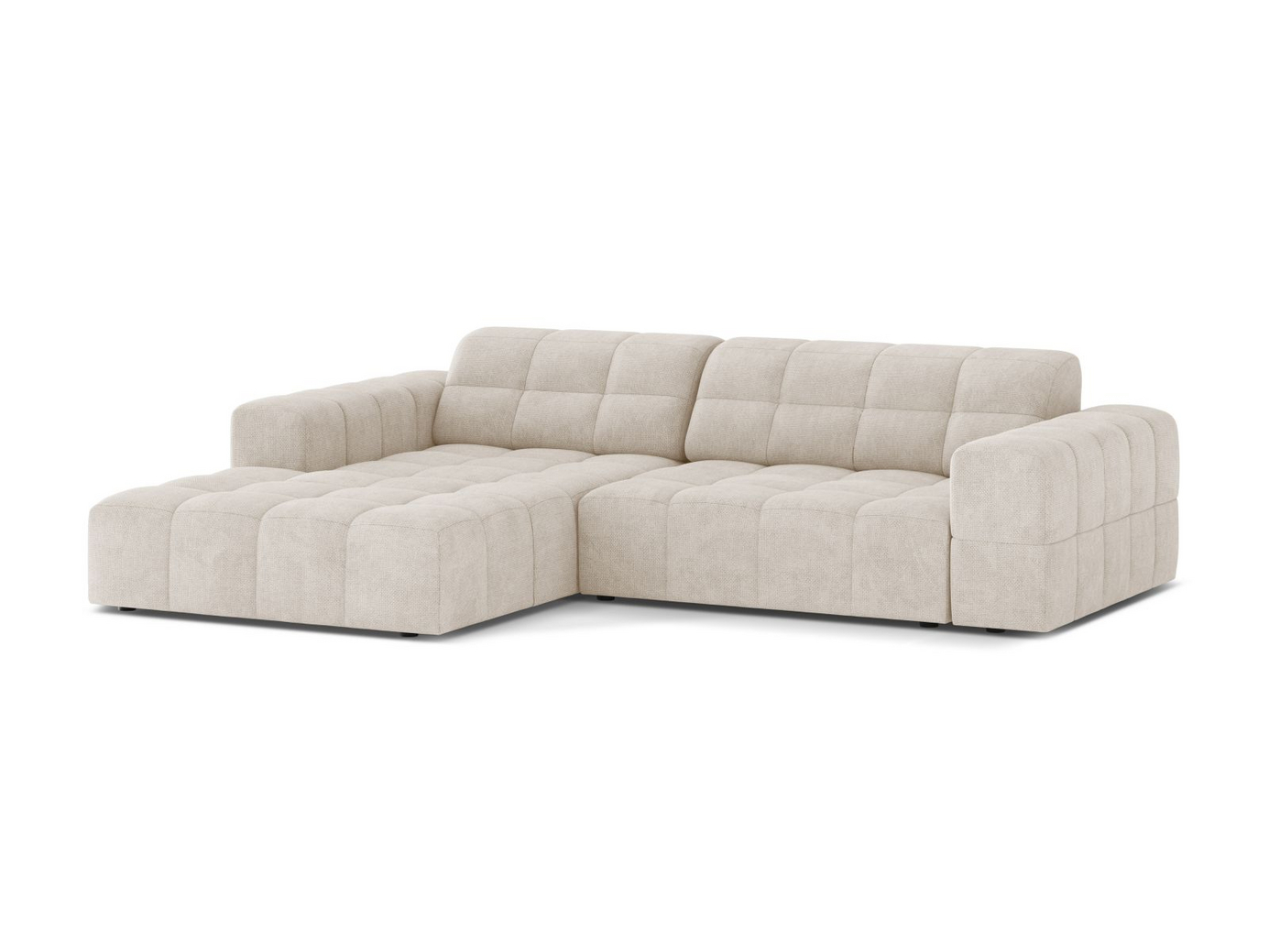 Cosmopolitan Design venstrevendt hjørnesofa, "Chicago", 3-seter, 234 × 167 × 78 cm, Eden 10, svarte plastben
