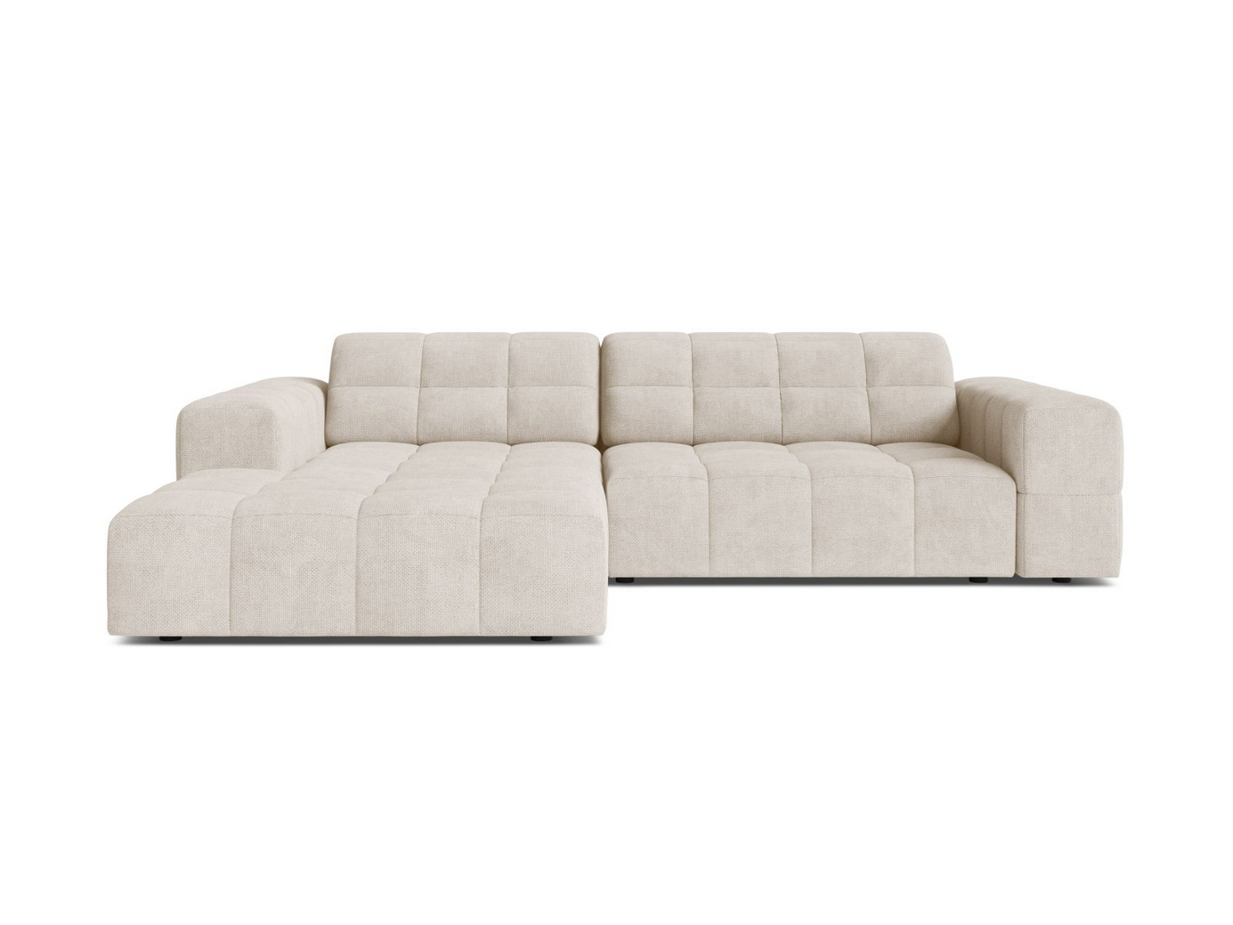 Cosmopolitan Design venstrevendt hjørnesofa, "Chicago", 3-seter, 234 × 167 × 78 cm, Eden 10, svarte plastben
