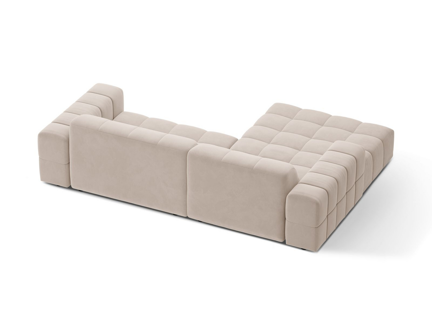 Cosmopolitan Design venstrevendt fløyelshjørnesofa, "Chicago", 3-seter, 234 × 167 × 78 cm, Venus, svarte plastben