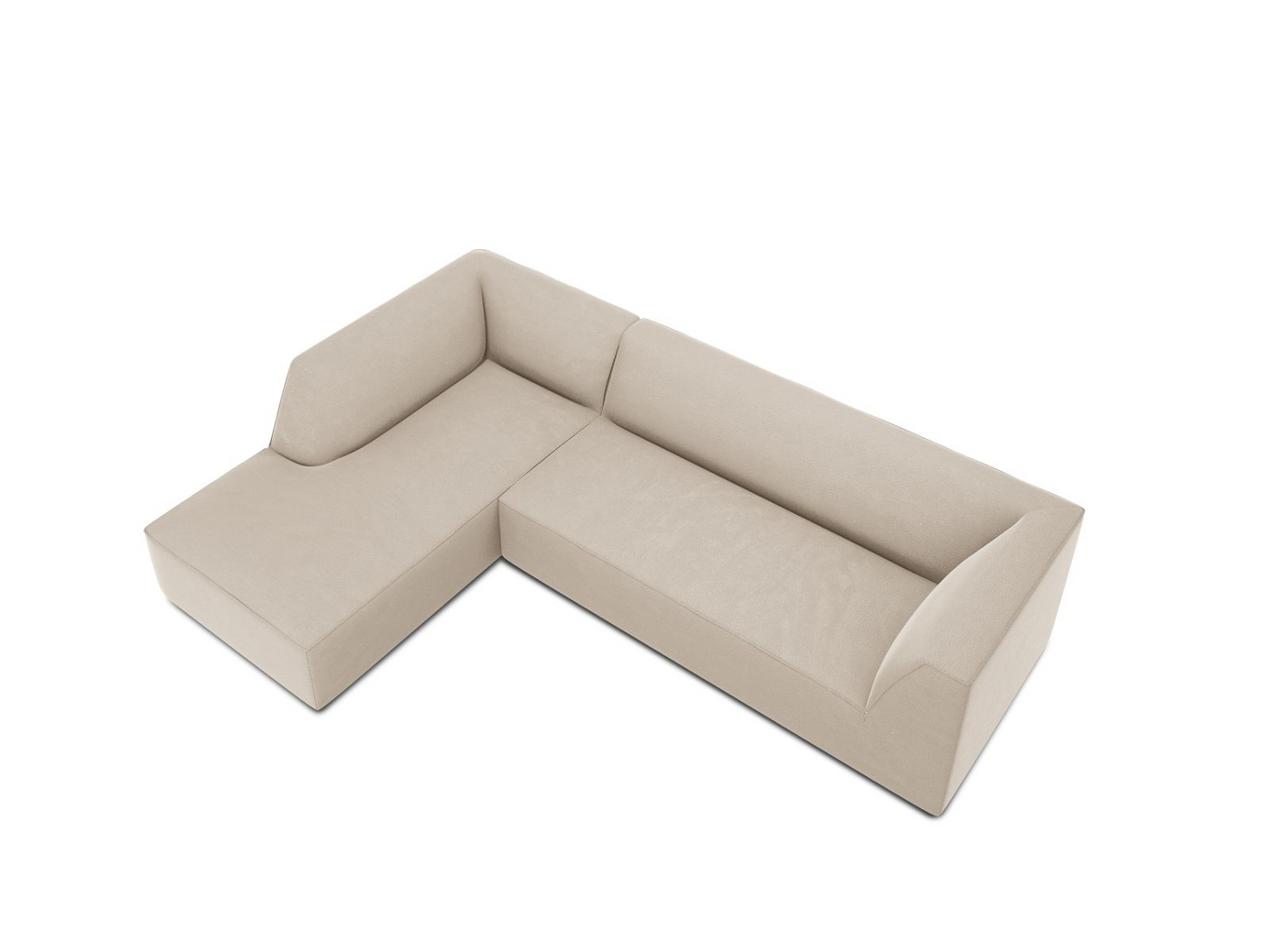 Cosmopolitan Design venstrevendt fløyelsmodulhjørnesofa, "Siena", 4-seter, 273 × 180 × 69 cm, Salvador, svarte plastben, Variant LC_M_44