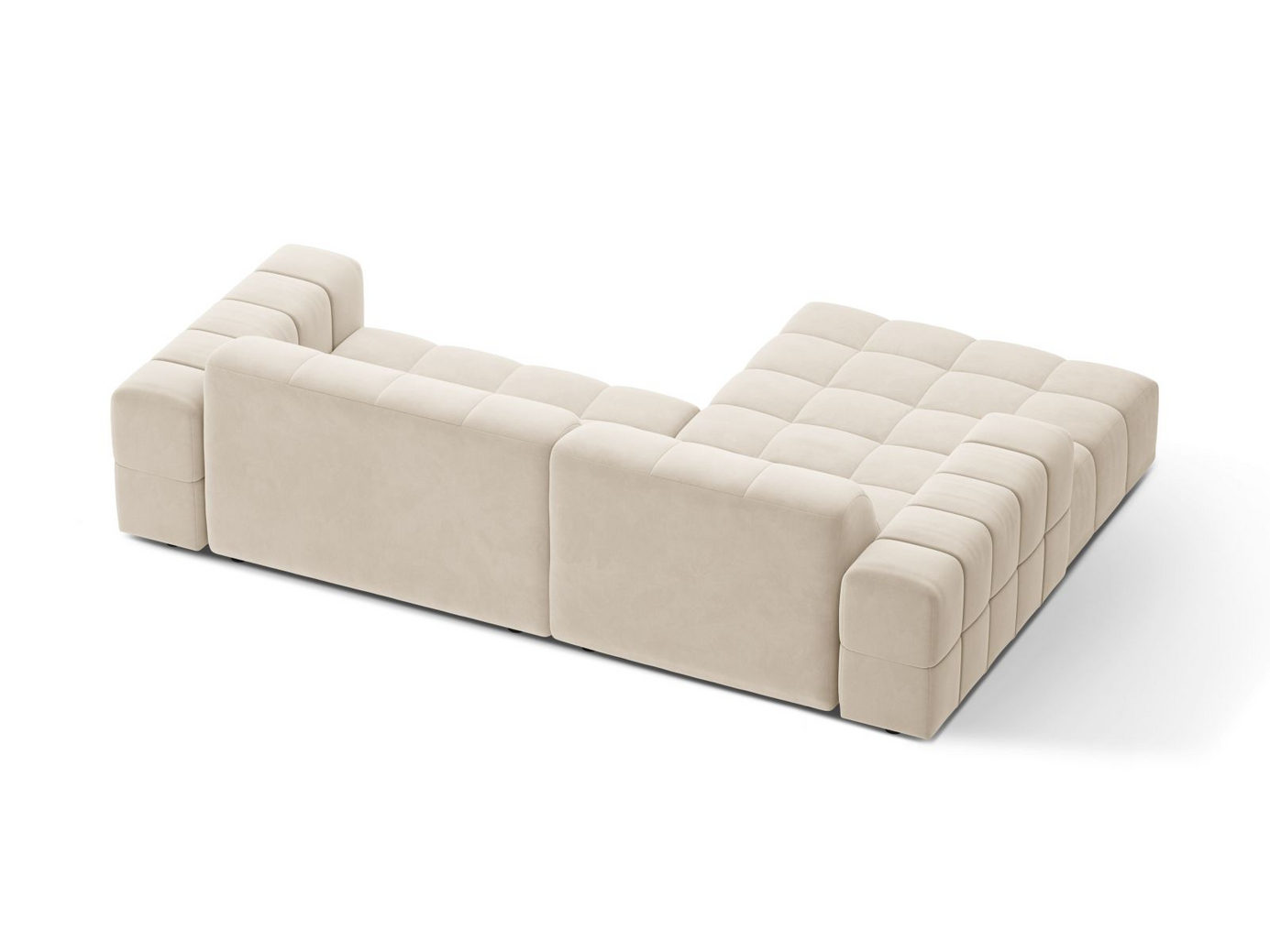 Cosmopolitan Design venstrevendt fløyelshjørnesofa, "Chicago", 3-seter, 234 × 167 × 78 cm, Bluvel, svarte plastben