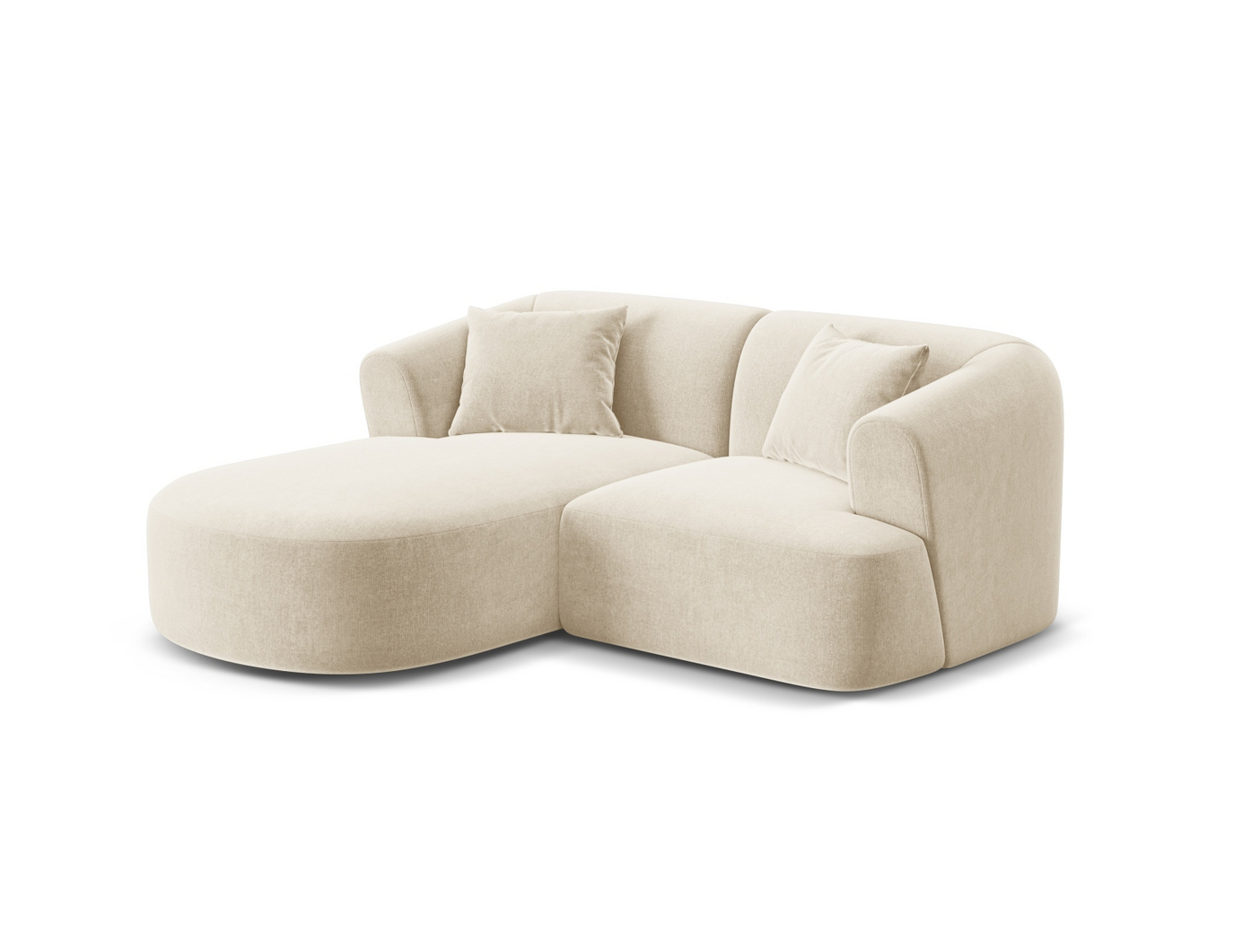 Cosmopolitan Design venstrevendt fløyelsmodulhjørnesofa, "Campi", 3-seter, 180 × 156 × 70 cm, Vogue, svarte plastben