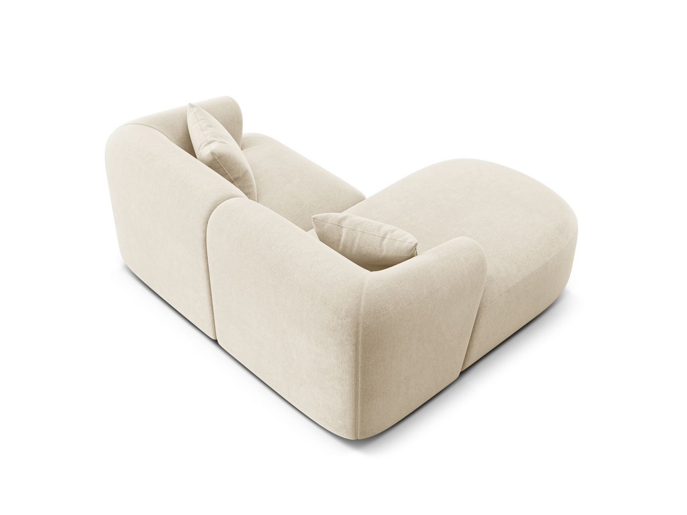 Cosmopolitan Design venstrevendt fløyelsmodulhjørnesofa, "Campi", 3-seter, 180 × 156 × 70 cm, Vogue, svarte plastben