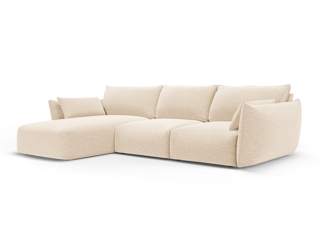 Cosmopolitan Design venstrevendt hjørnesofa, "Matera", 5-seter, 280 × 171 × 85 cm, Haga, svarte plastben