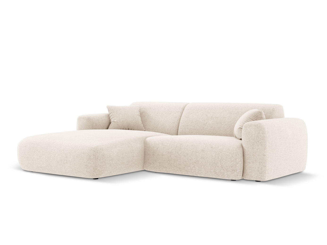 Cosmopolitan Design venstrevendt hjørnesofa, "Nolio", 4-seter, 235 × 170 × 72 cm, Haga, svarte plastben