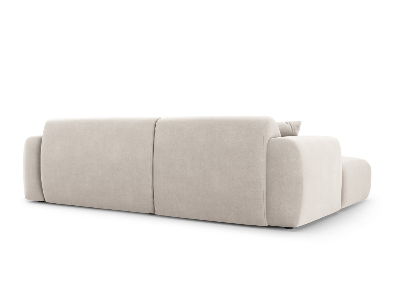 Cosmopolitan Design venstrevendt fløyelshjørnesofa, "Nolio", 4-seter, 235 × 170 × 72 cm, Casino, svarte plastben