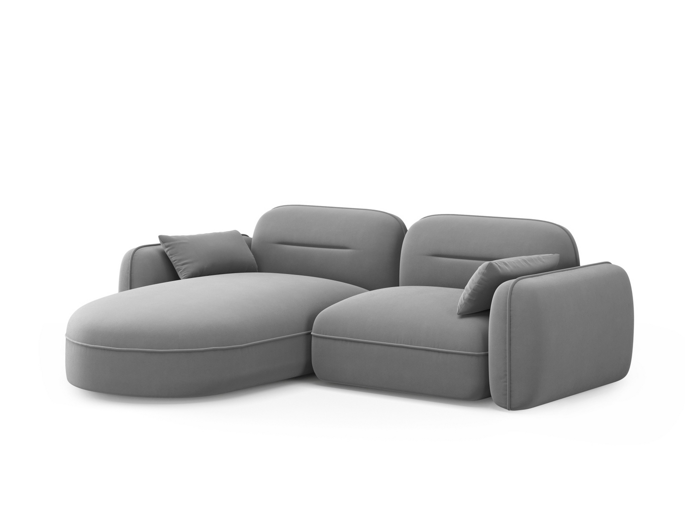 Cosmopolitan Design venstrevendt fløyelsmodulhjørnesofa, "Sydney", 3-seter, 230 × 165 × 70 cm, Casino, svarte plastben