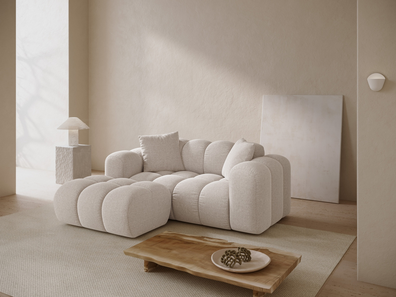 Cosmopolitan Design venstrevendt hjørnesofa, "Treno", 2-seter, 180 × 164 × 70 cm, Eden 10, svarte plastben