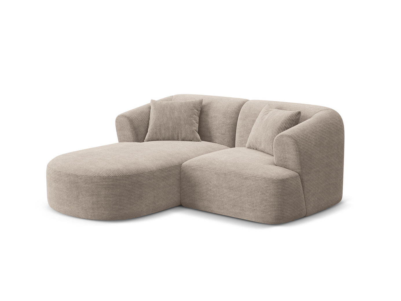 Cosmopolitan Design venstrevendt modulhjørnesofa, "Campi", 3-seter, 180 × 156 × 70 cm, Lincoln, svarte plastben