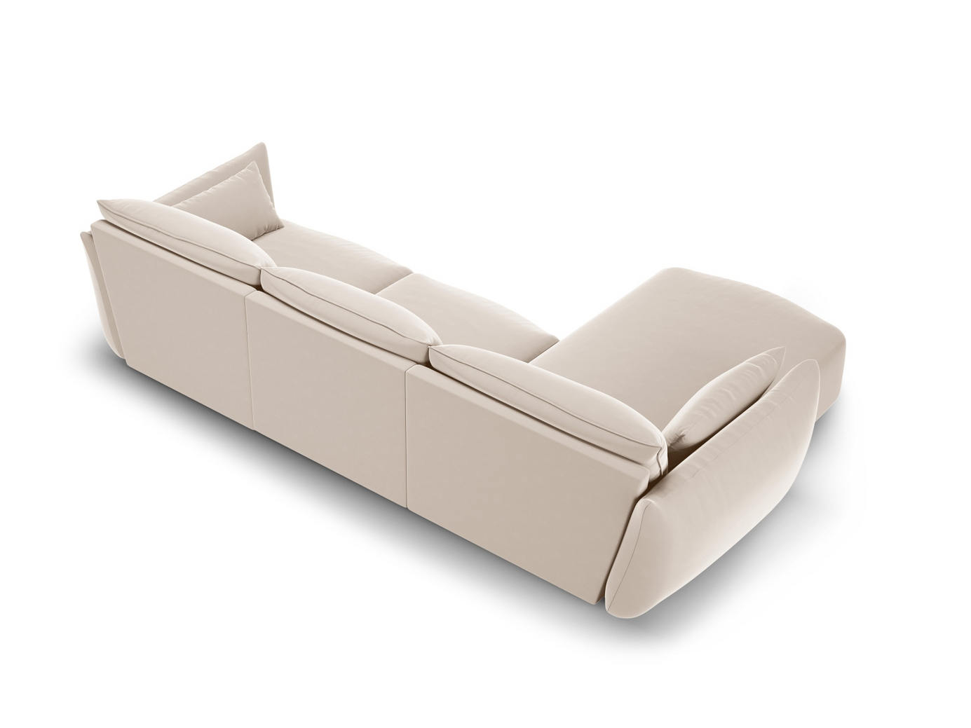 Cosmopolitan Design venstrevendt fløyelshjørnesofa, "Matera", 5-seter, 280 × 171 × 85 cm, Salvador, svarte plastben