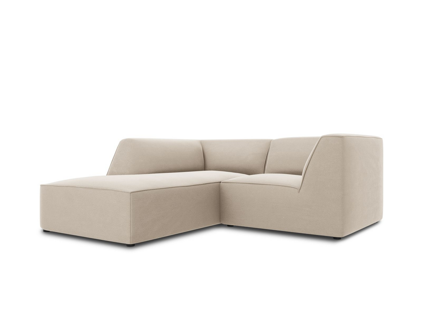 Cosmopolitan Design venstrevendt fløyelsmodulhjørnesofa, "Siena", 3-seter, 186 × 180 × 69 cm, Salvador, svarte plastben, Variant LC_S_44