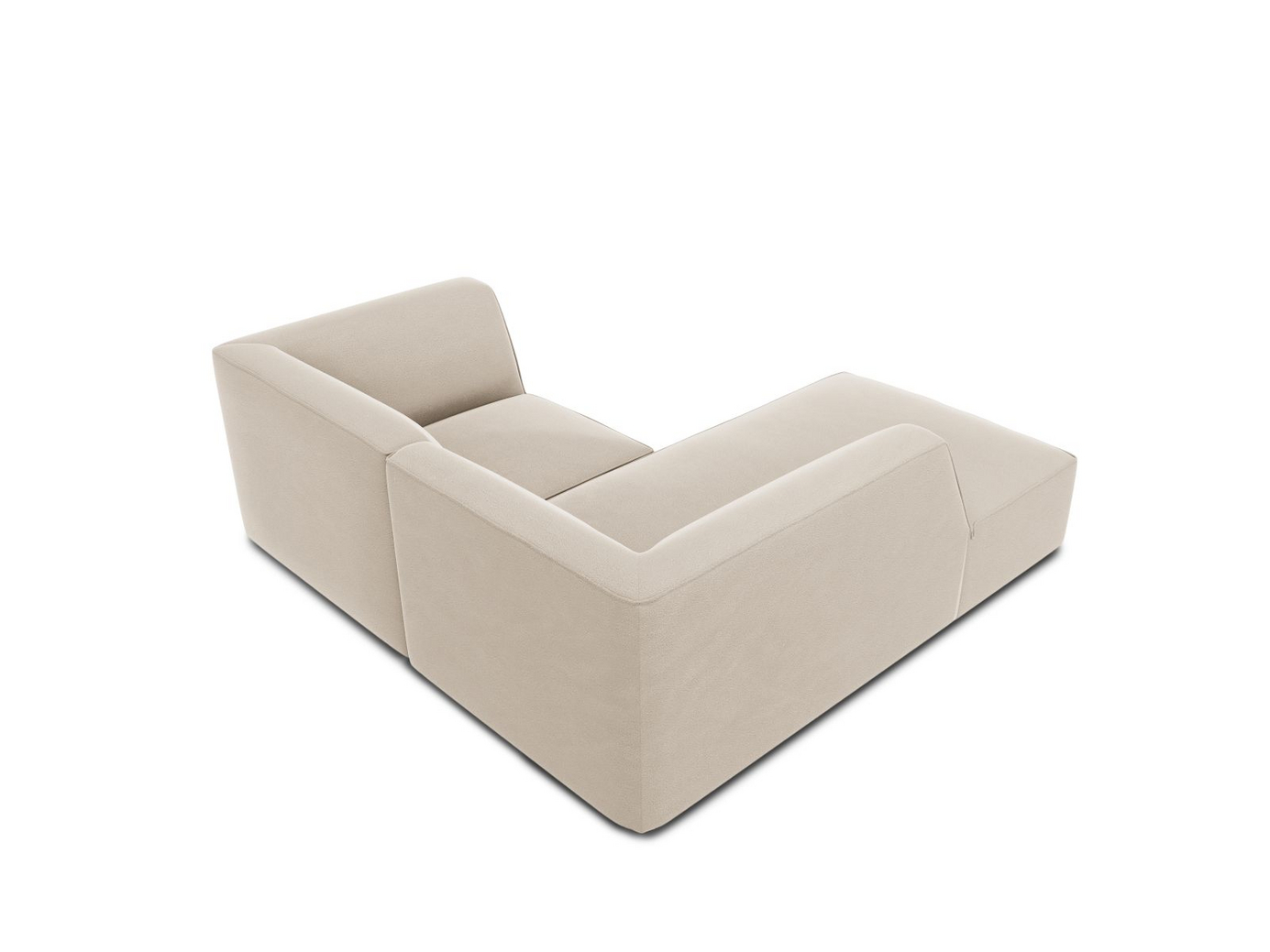 Cosmopolitan Design venstrevendt fløyelsmodulhjørnesofa, "Siena", 3-seter, 186 × 180 × 69 cm, Salvador, svarte plastben, Variant LC_S_44