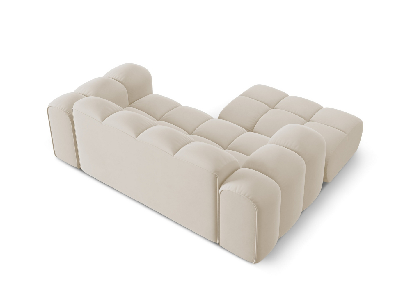 Cosmopolitan Design venstrevendt fløyelshjørnesofa, "Treno", 2-seter, 180 × 164 × 70 cm, Bluvel, svarte plastben