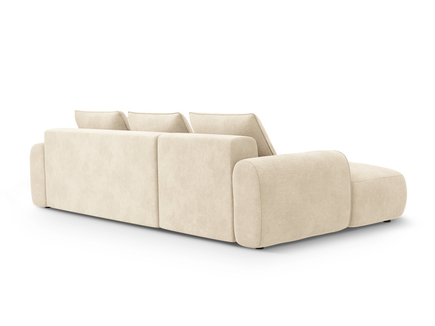 Cosmopolitan Design venstrevendt fløyelshjørnesovesofa med oppbevaring, "Calma", 3-seter, 275 × 142 × 84 cm, Vogue, svarte plastben