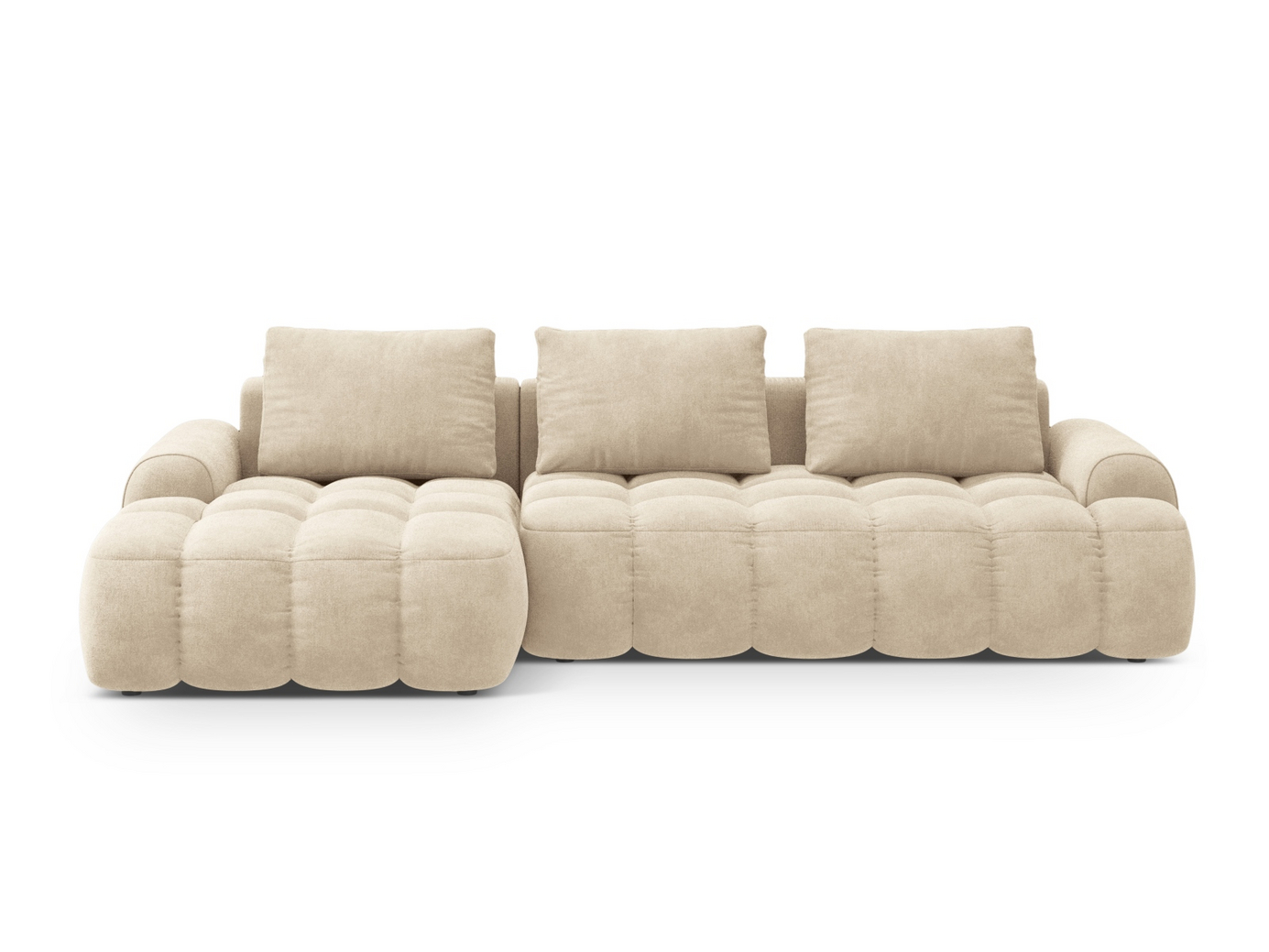 Cosmopolitan Design venstrevendt fløyelshjørnesovesofa med oppbevaring, "Linz", 3-seter, 275 × 142 × 84 cm, Vogue, svarte plastben, Variant LCF_120
