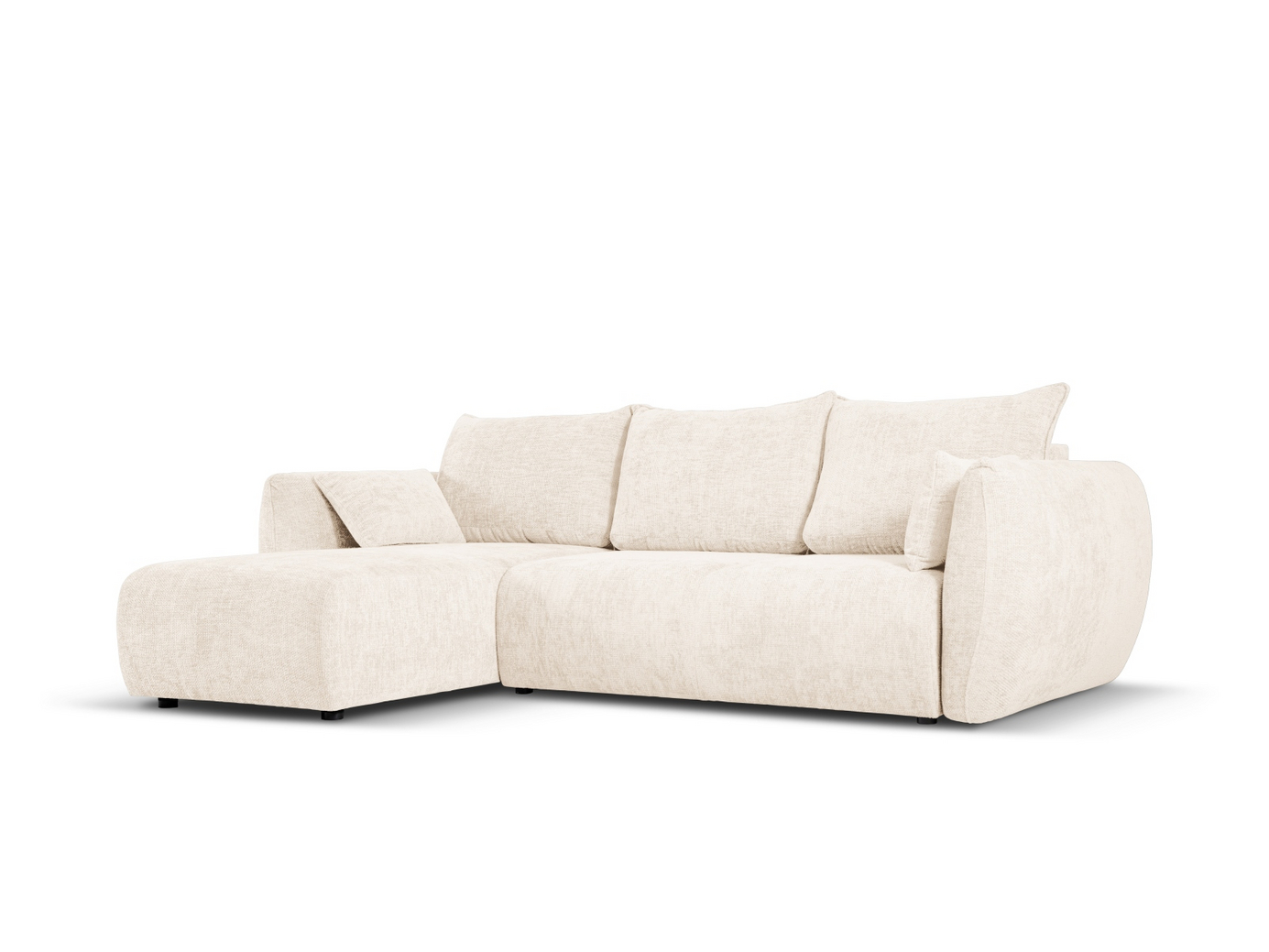 Cosmopolitan Design venstrevendt hjørnesovesofa med oppbevaring, "Matera", 4-seter, 253 × 173 × 86 cm, Haga, svarte plastben