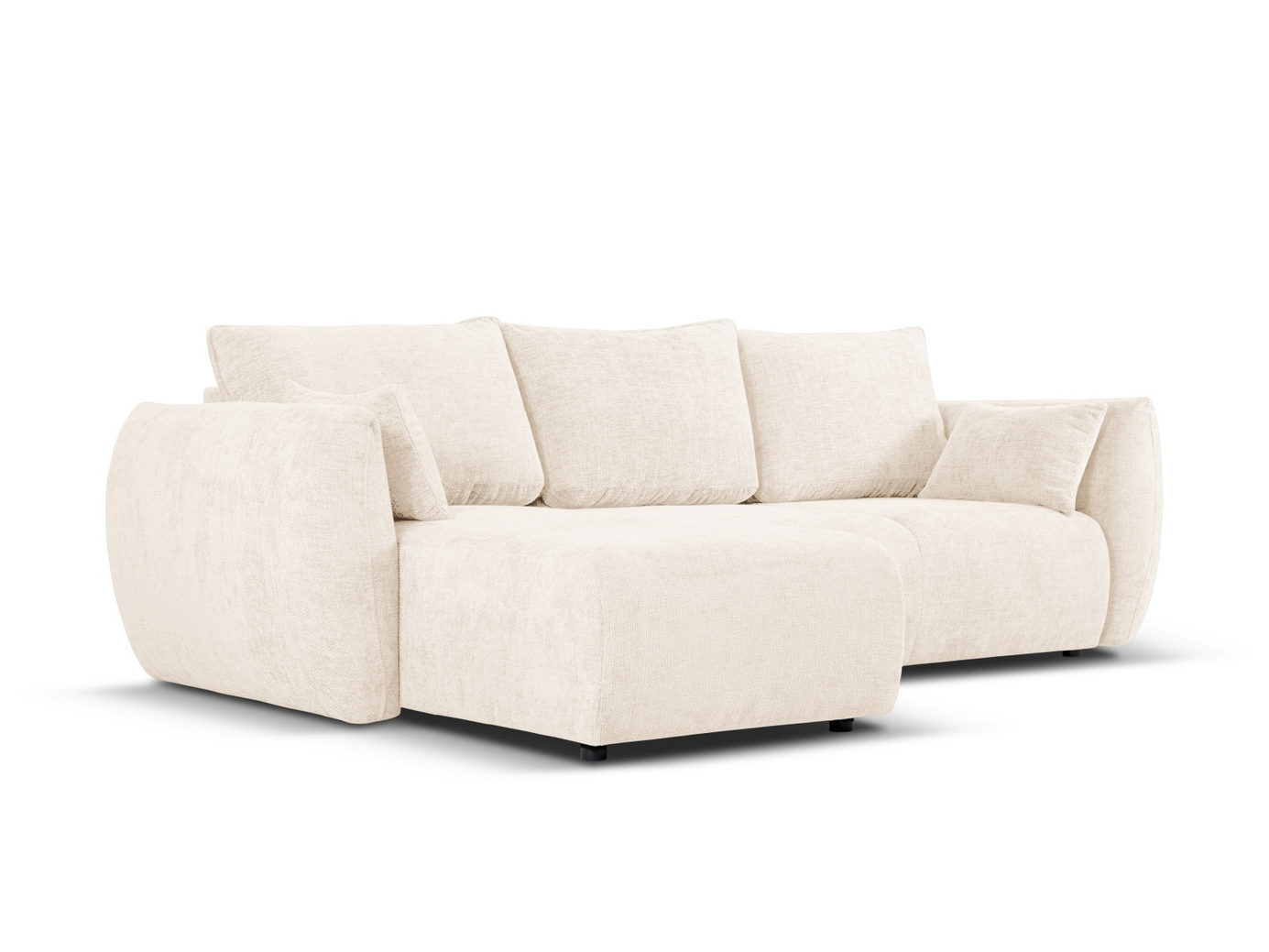 Cosmopolitan Design venstrevendt hjørnesovesofa med oppbevaring, "Matera", 4-seter, 253 × 173 × 86 cm, Haga, svarte plastben