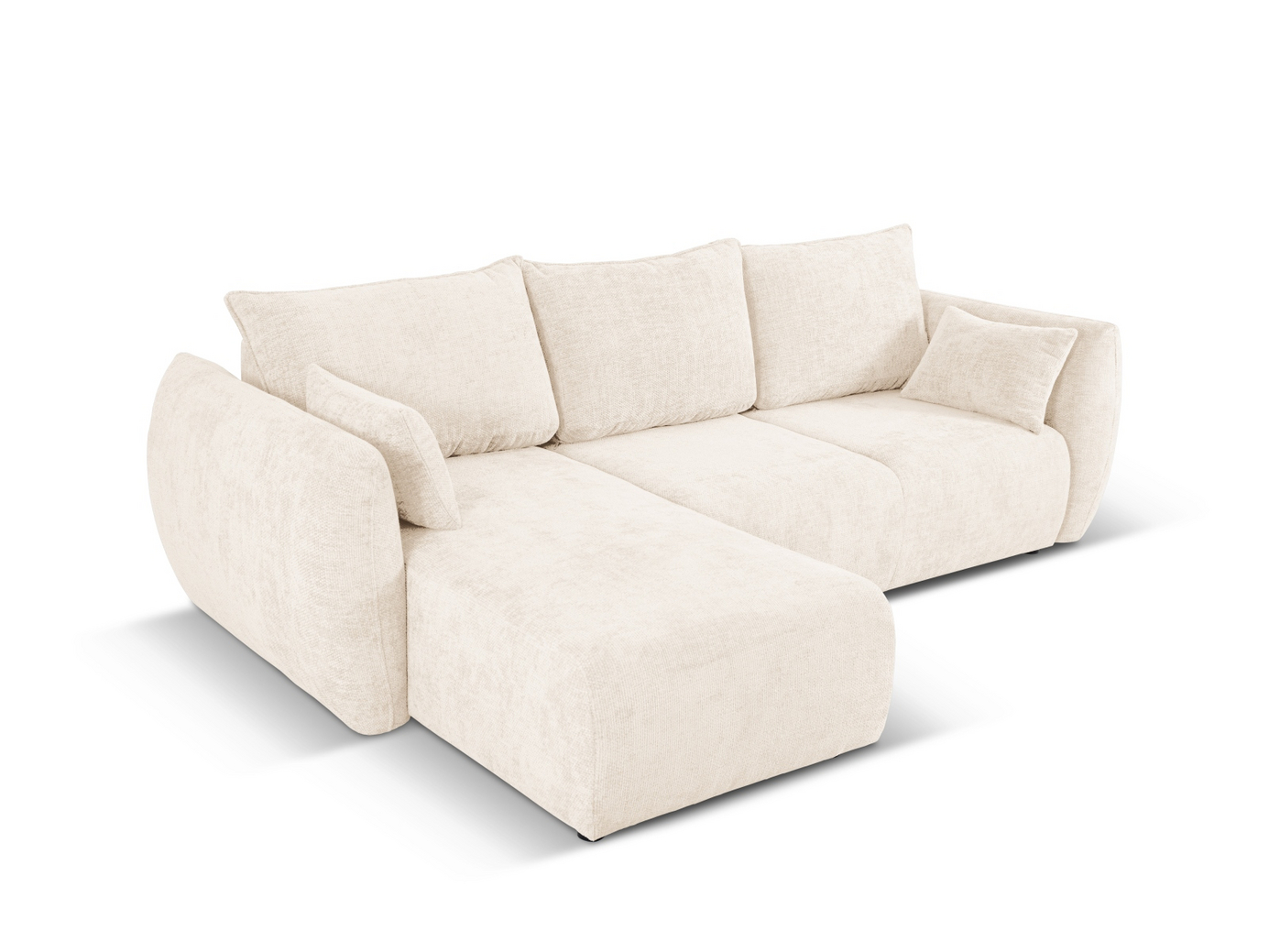 Cosmopolitan Design venstrevendt hjørnesovesofa med oppbevaring, "Matera", 4-seter, 253 × 173 × 86 cm, Haga, svarte plastben