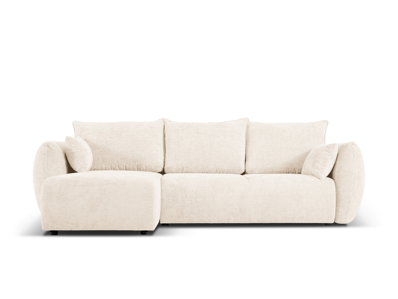 Cosmopolitan Design venstrevendt hjørnesovesofa med oppbevaring, "Matera", 4-seter, 253 × 173 × 86 cm, Haga, svarte plastben