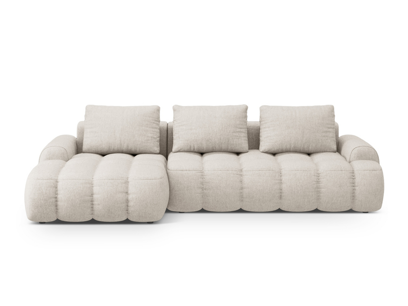Cosmopolitan Design venstrevendt hjørnesovesofa med oppbevaring, "Linz", 3-seter, 275 × 142 × 84 cm, Sorella, svarte plastben, Variant LCF_193