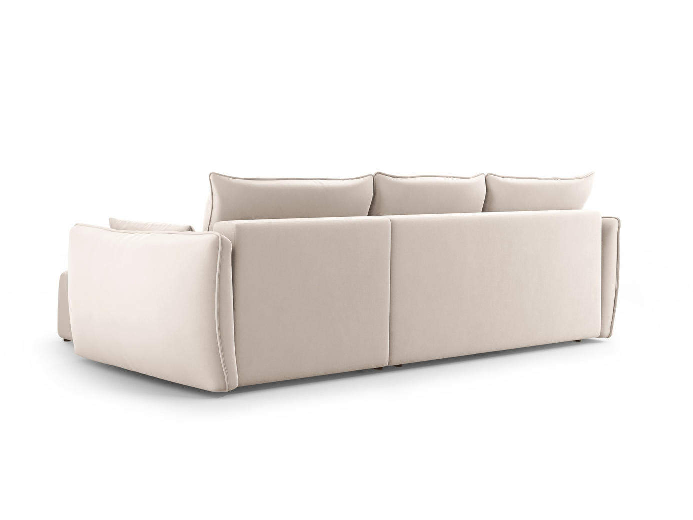 Cosmopolitan Design venstrevendt fløyelshjørnesovesofa med oppbevaring, "Matera", 4-seter, 253 × 173 × 86 cm, Salvador, svarte plastben