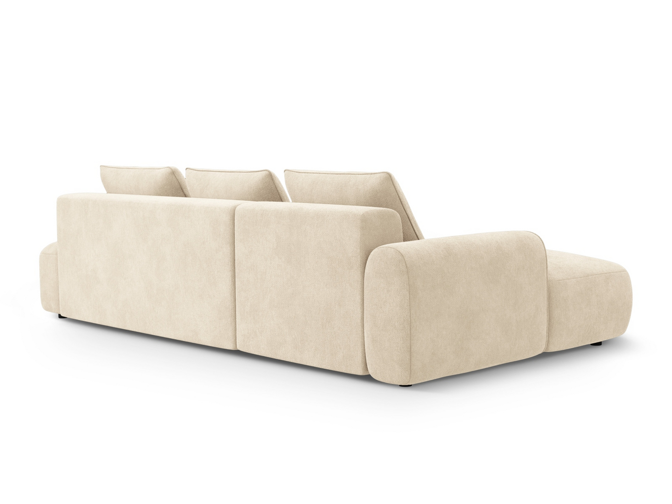 Cosmopolitan Design venstrevendt fløyelshjørnesovesofa med oppbevaring, "Calma", 5-seter, 275 × 142 × 84 cm, Vogue, svarte plastben