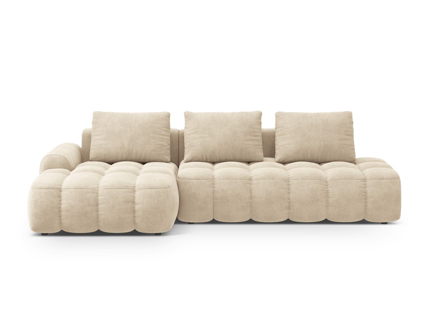 Cosmopolitan Design venstrevendt fløyelshjørnesovesofa med oppbevaring, "Linz", 3-seter, 275 × 142 × 84 cm, Vogue, svarte plastben, Variant LCFO_120