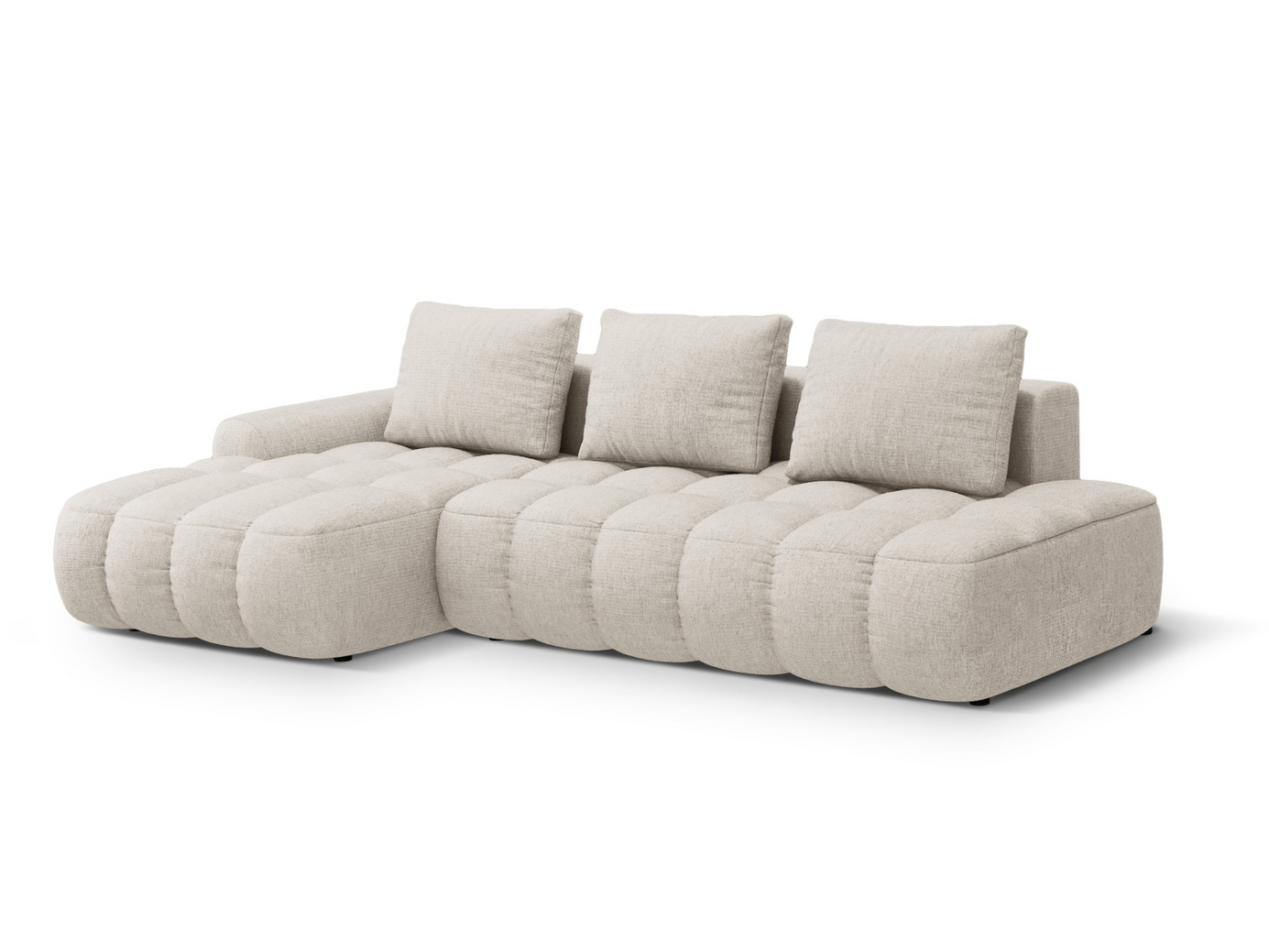Cosmopolitan Design venstrevendt hjørnesovesofa med oppbevaring, "Linz", 3-seter, 275 × 142 × 84 cm, Sorella, svarte plastben, Variant LCFO_193