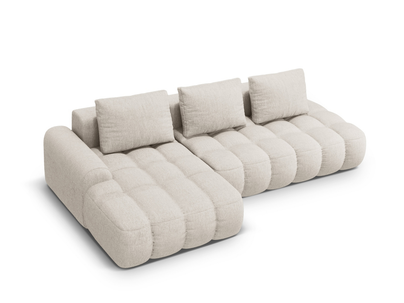 Cosmopolitan Design venstrevendt hjørnesovesofa med oppbevaring, "Linz", 3-seter, 275 × 142 × 84 cm, Sorella, svarte plastben, Variant LCFO_193