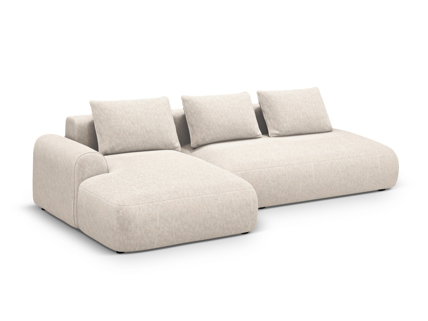 Cosmopolitan Design venstrevendt hjørnesovesofa med oppbevaring, "Calma", 5-seter, 275 × 142 × 84 cm, Baltimore, svarte plastben