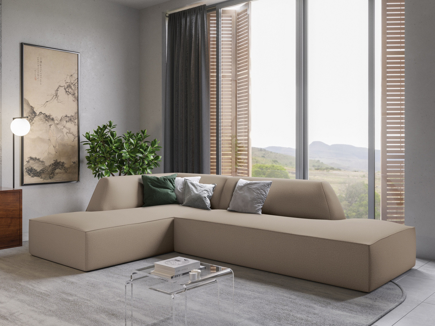 Cosmopolitan Design venstrevendt modulhjørnesofa, "Siena", 4-seter, 273 × 180 × 69 cm, Ottawa, svarte plastben, Variant LCO_137