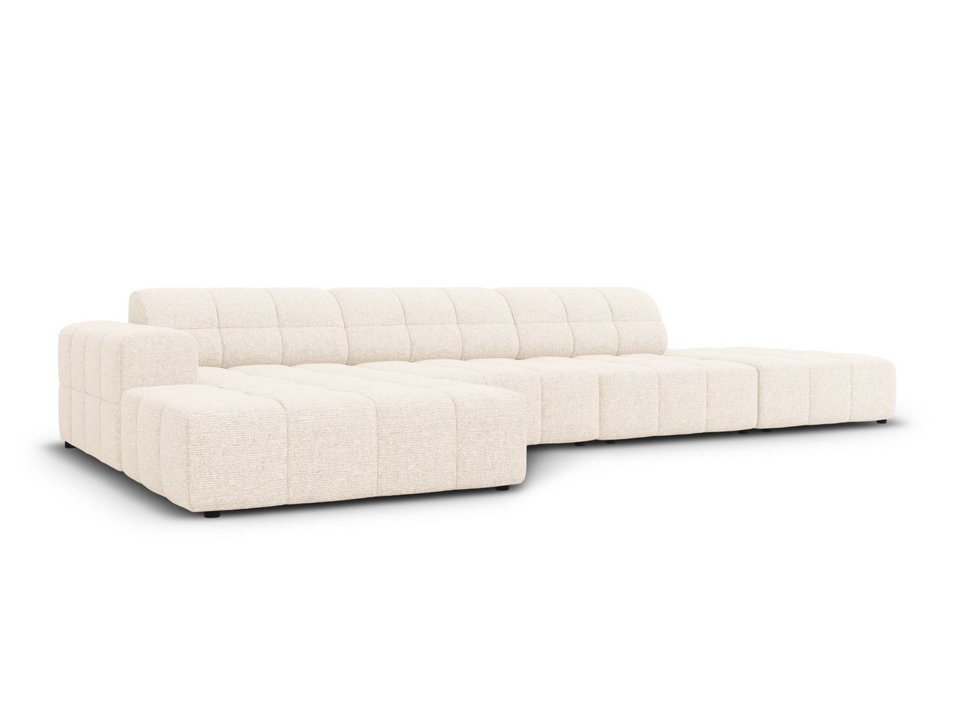 Cosmopolitan Design venstrevendt hjørnesofa, "Chicago", 5-seter, 348 × 167 × 78 cm, Haga, svarte plastben