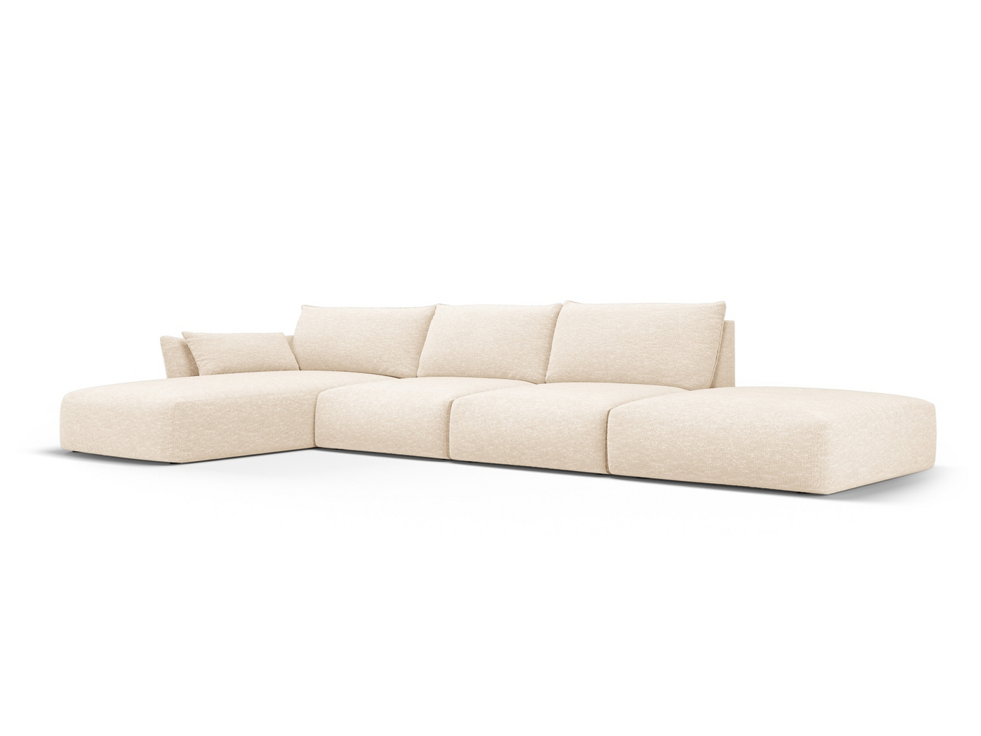 Cosmopolitan Design venstrevendt hjørnesofa, "Matera", 5-seter, 364 × 171 × 85 cm, Haga, svarte plastben