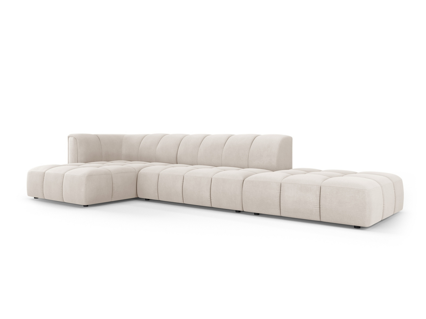 Cosmopolitan Design venstrevendt modulhjørnesofa, "Moritz", 5-seter, 323 × 160 × 70 cm, Rebel, svarte plastben