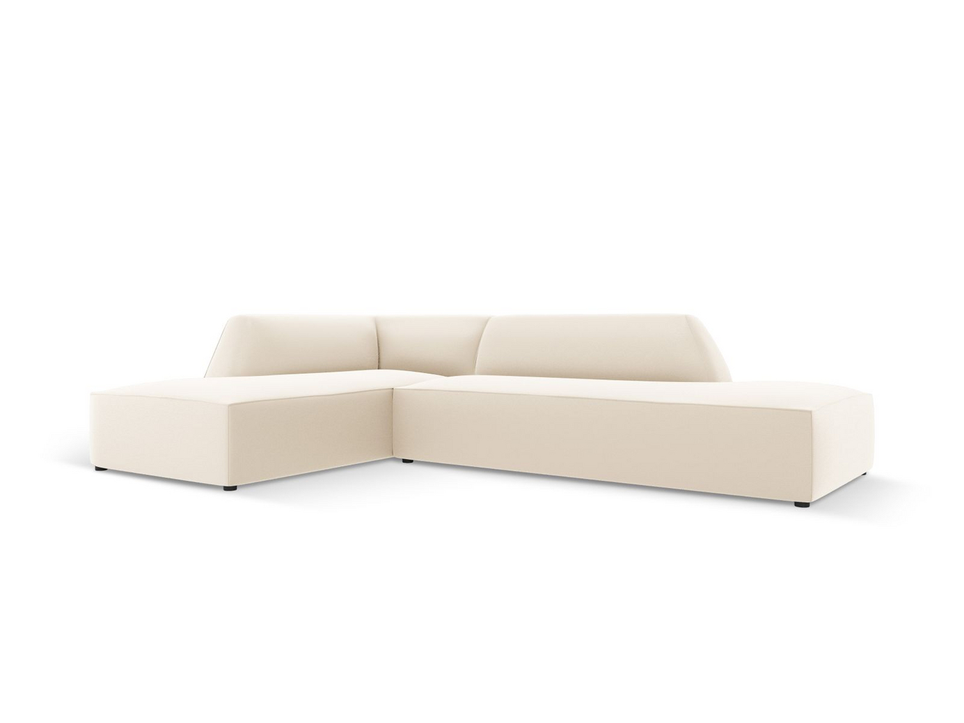 Cosmopolitan Design venstrevendt kunstlærmodulhjørnesofa, "Siena", 4-seter, 273 × 180 × 69 cm, Pacifico, svarte plastben