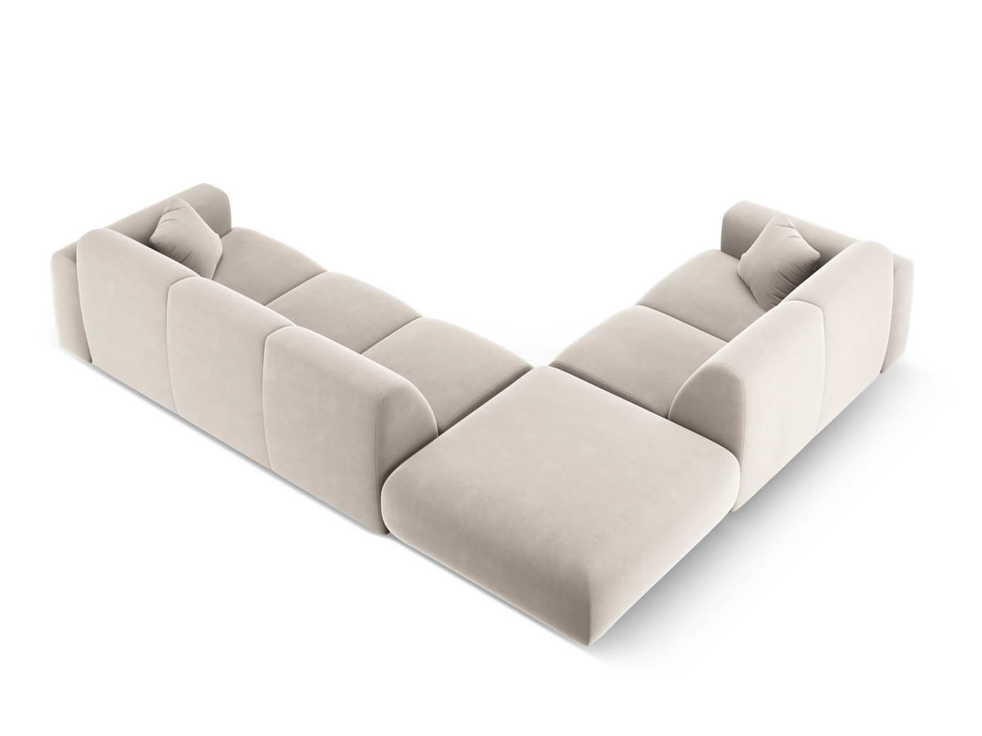 Cosmopolitan Design venstrevendt fløyelshjørnesofa, "Nolio", 4-seter, 315 × 250 × 72 cm, Casino, svarte plastben