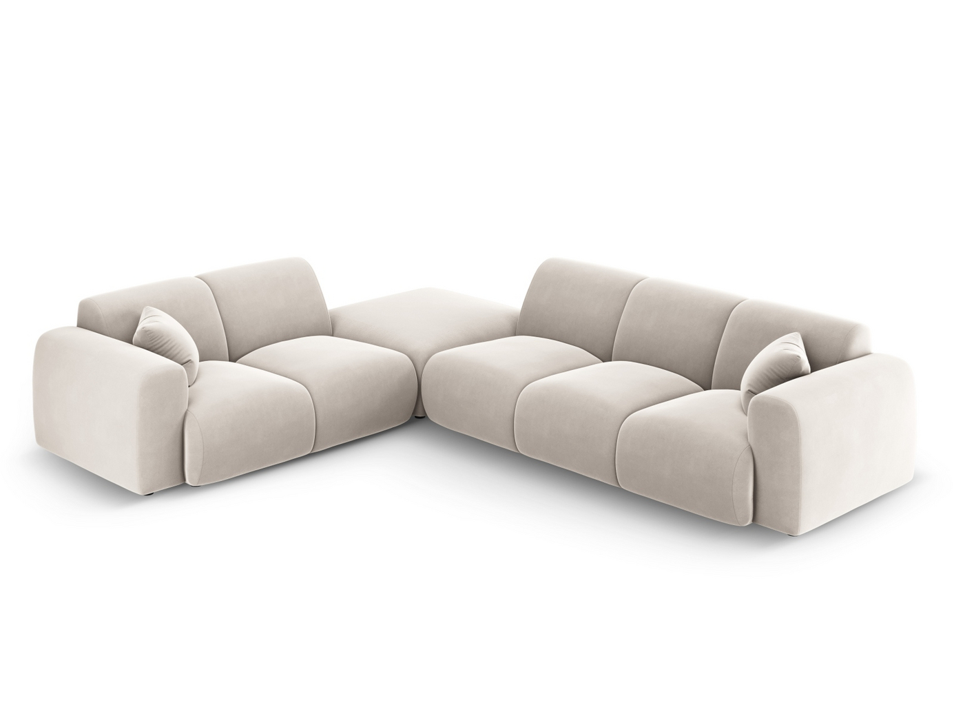 Cosmopolitan Design venstrevendt fløyelshjørnesofa, "Nolio", 4-seter, 315 × 250 × 72 cm, Casino, svarte plastben