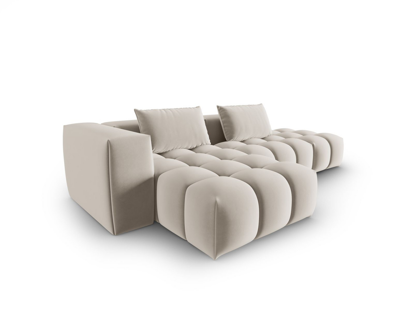 Cosmopolitan Design venstrevendt fløyelsmodulhjørnesofa, "Verona", 4-seter, 265 × 145 × 70 cm, Casino, svarte plastben