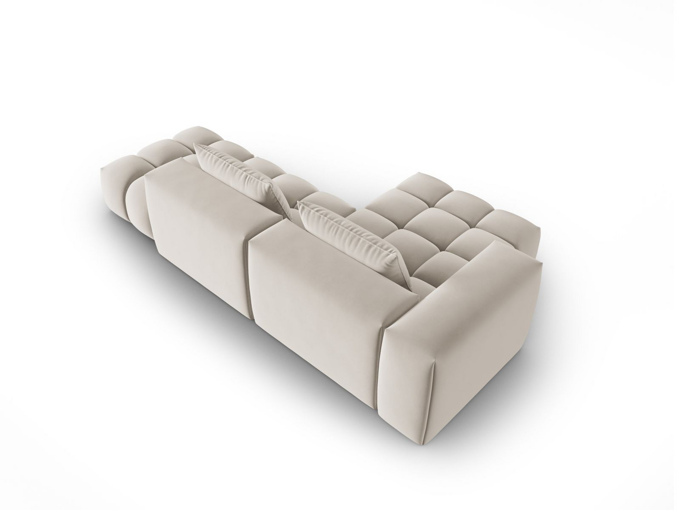 Cosmopolitan Design venstrevendt fløyelsmodulhjørnesofa, "Verona", 4-seter, 265 × 145 × 70 cm, Casino, svarte plastben
