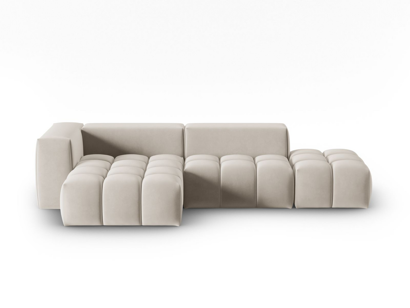 Cosmopolitan Design venstrevendt fløyelsmodulhjørnesofa, "Verona", 4-seter, 265 × 145 × 70 cm, Casino, svarte plastben