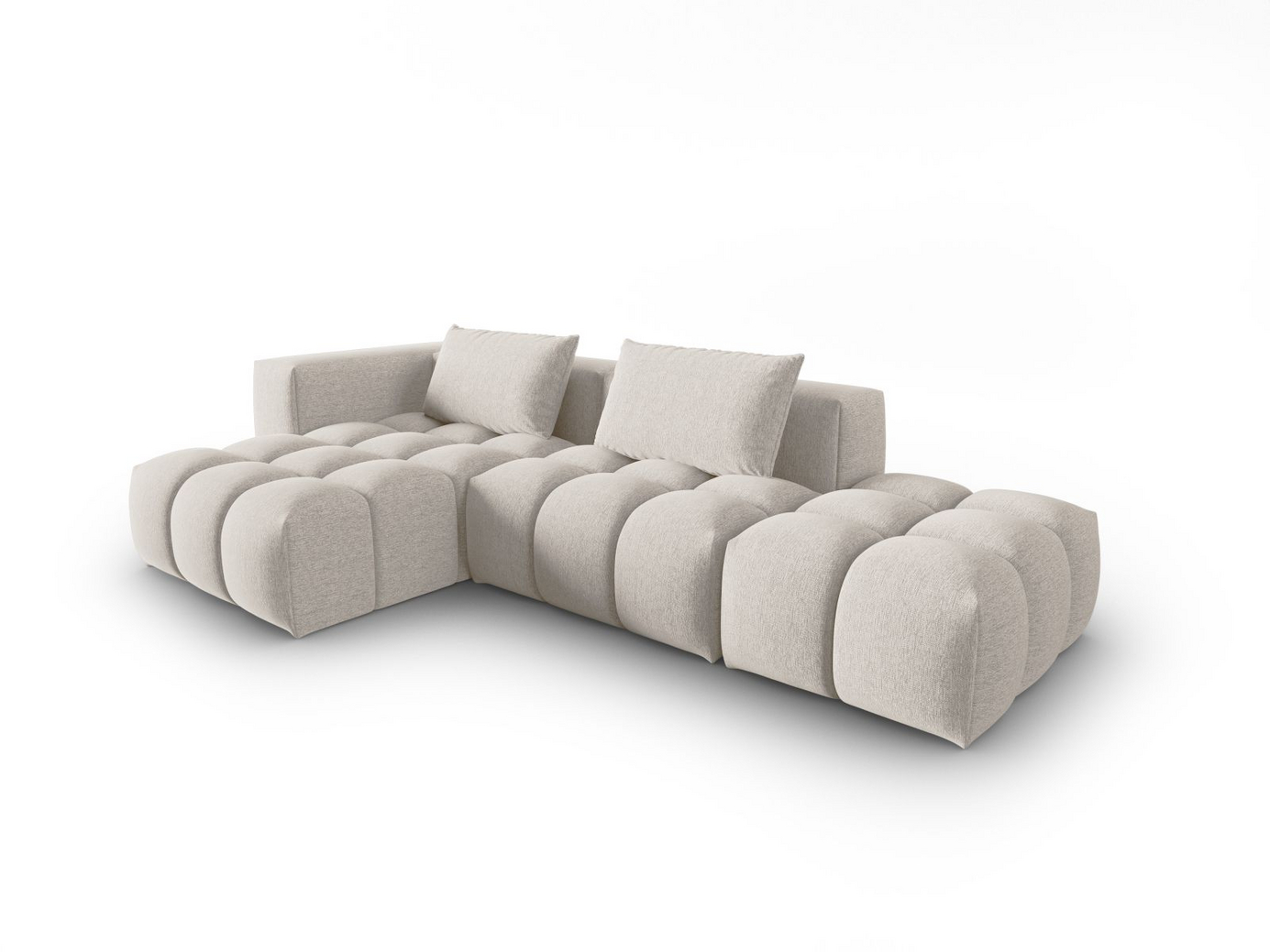 Cosmopolitan Design venstrevendt modulhjørnesofa, "Verona", 4-seter, 265 × 145 × 70 cm, Sorella, svarte plastben