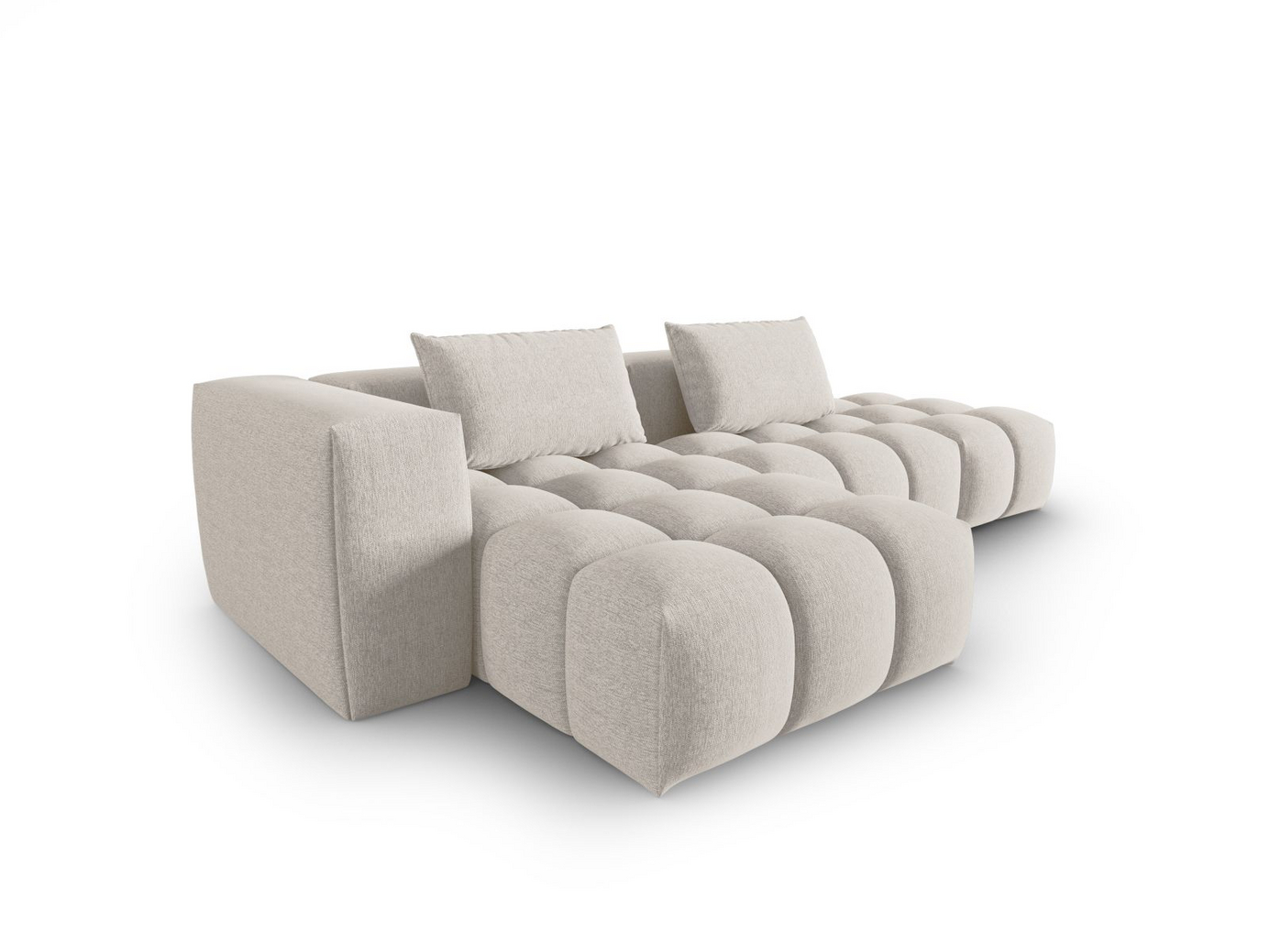 Cosmopolitan Design venstrevendt modulhjørnesofa, "Verona", 4-seter, 265 × 145 × 70 cm, Sorella, svarte plastben