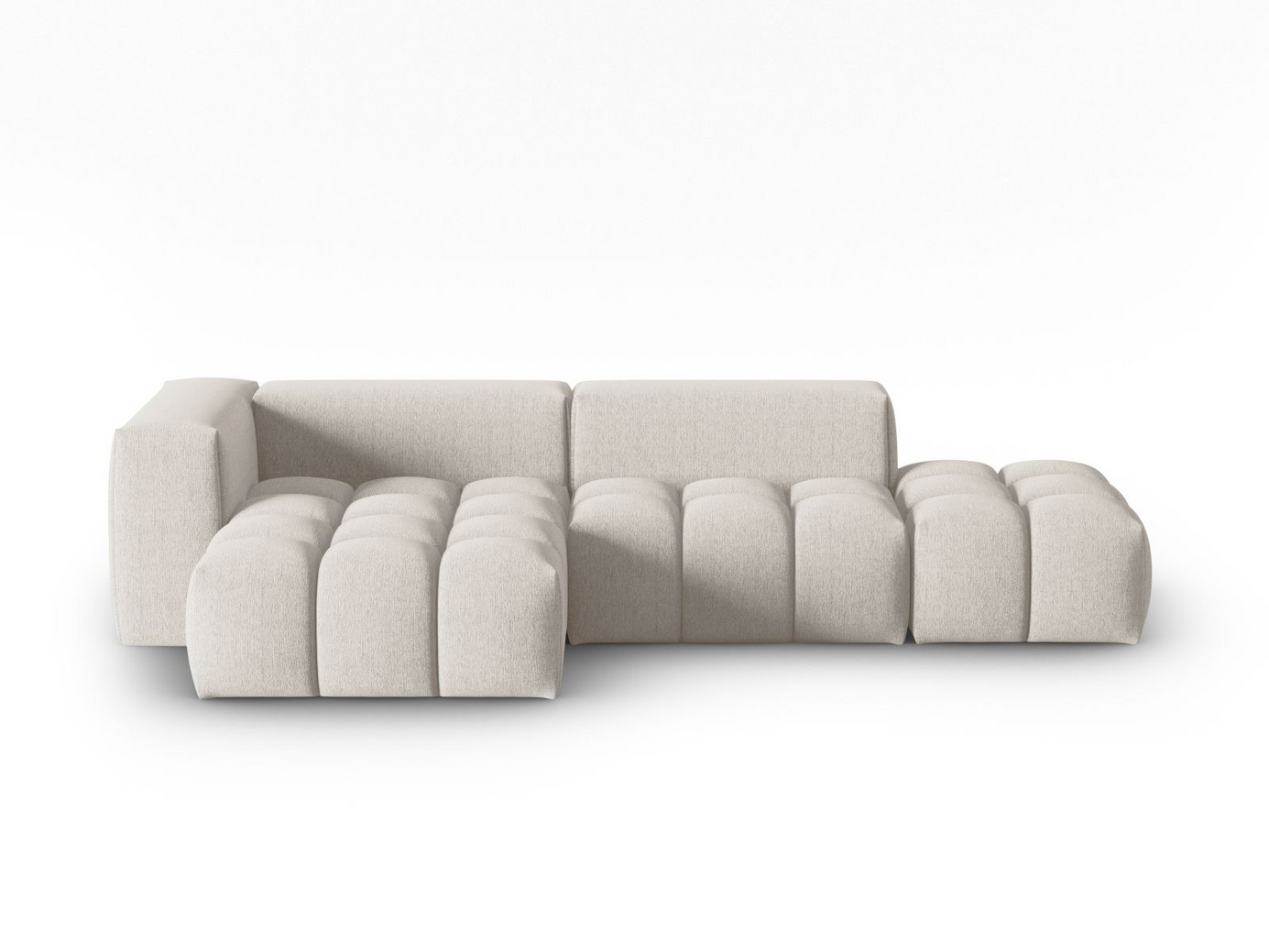 Cosmopolitan Design venstrevendt modulhjørnesofa, "Verona", 4-seter, 265 × 145 × 70 cm, Sorella, svarte plastben
