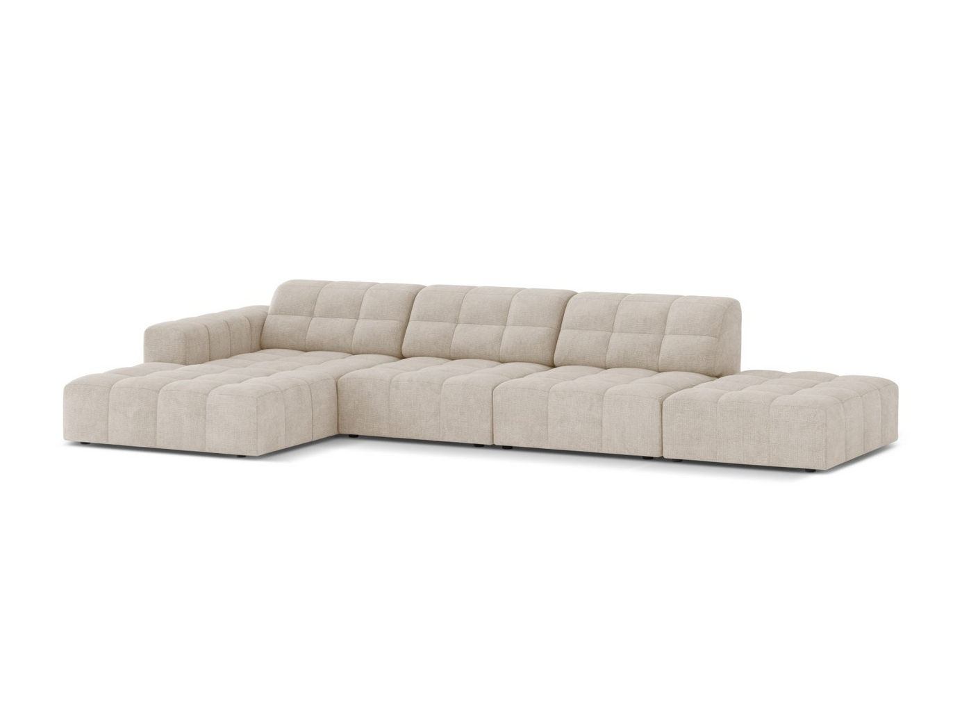 Cosmopolitan Design venstrevendt hjørnesofa, "Chicago", 5-seter, 348 × 167 × 78 cm, Eden 10, svarte plastben