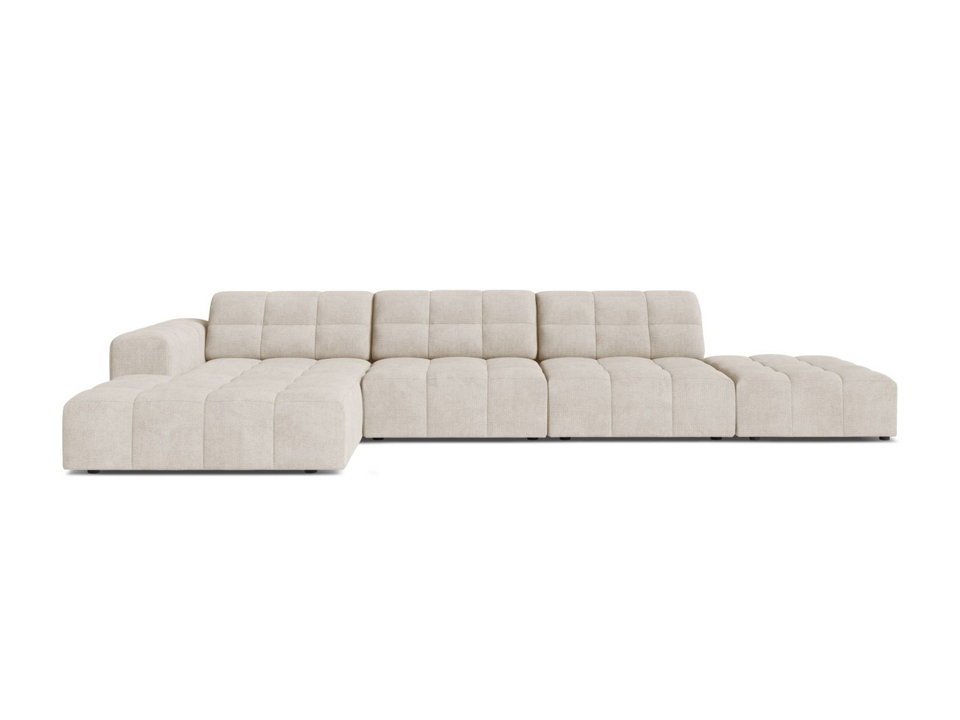 Cosmopolitan Design venstrevendt hjørnesofa, "Chicago", 5-seter, 348 × 167 × 78 cm, Eden 10, svarte plastben