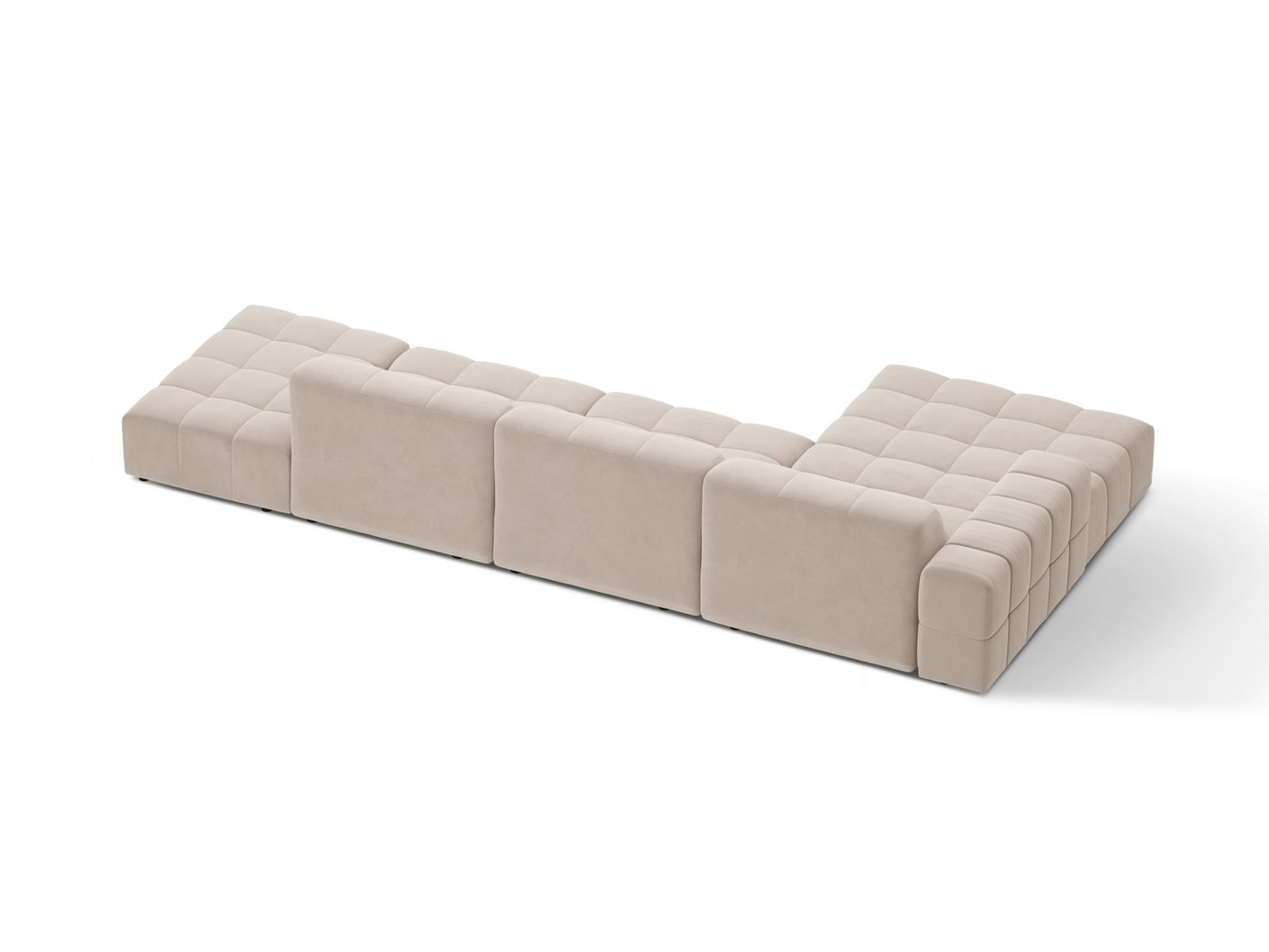 Cosmopolitan Design venstrevendt fløyelshjørnesofa, "Chicago", 5-seter, 348 × 167 × 78 cm, Venus, svarte plastben