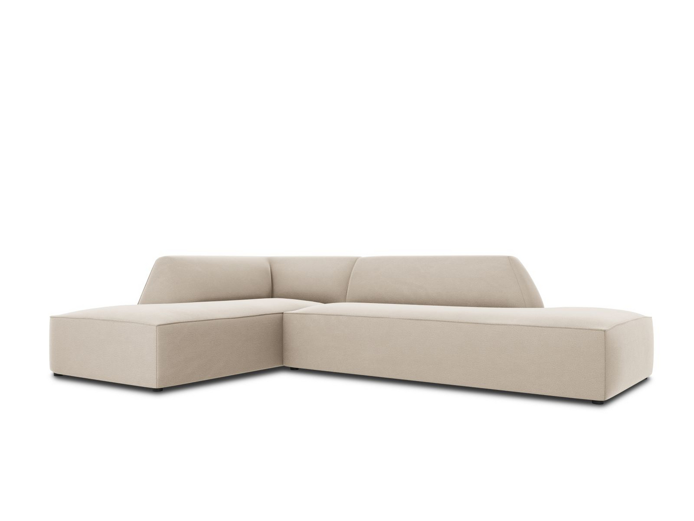 Cosmopolitan Design venstrevendt fløyelsmodulhjørnesofa, "Siena", 4-seter, 273 × 180 × 69 cm, Salvador, svarte plastben, Variant LCO_44