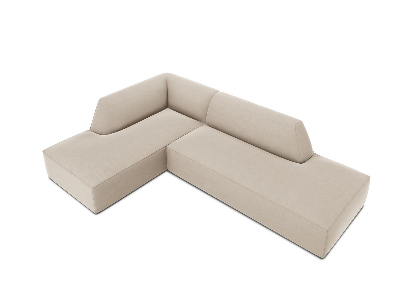 Cosmopolitan Design venstrevendt fløyelsmodulhjørnesofa, "Siena", 4-seter, 273 × 180 × 69 cm, Salvador, svarte plastben, Variant LCO_44